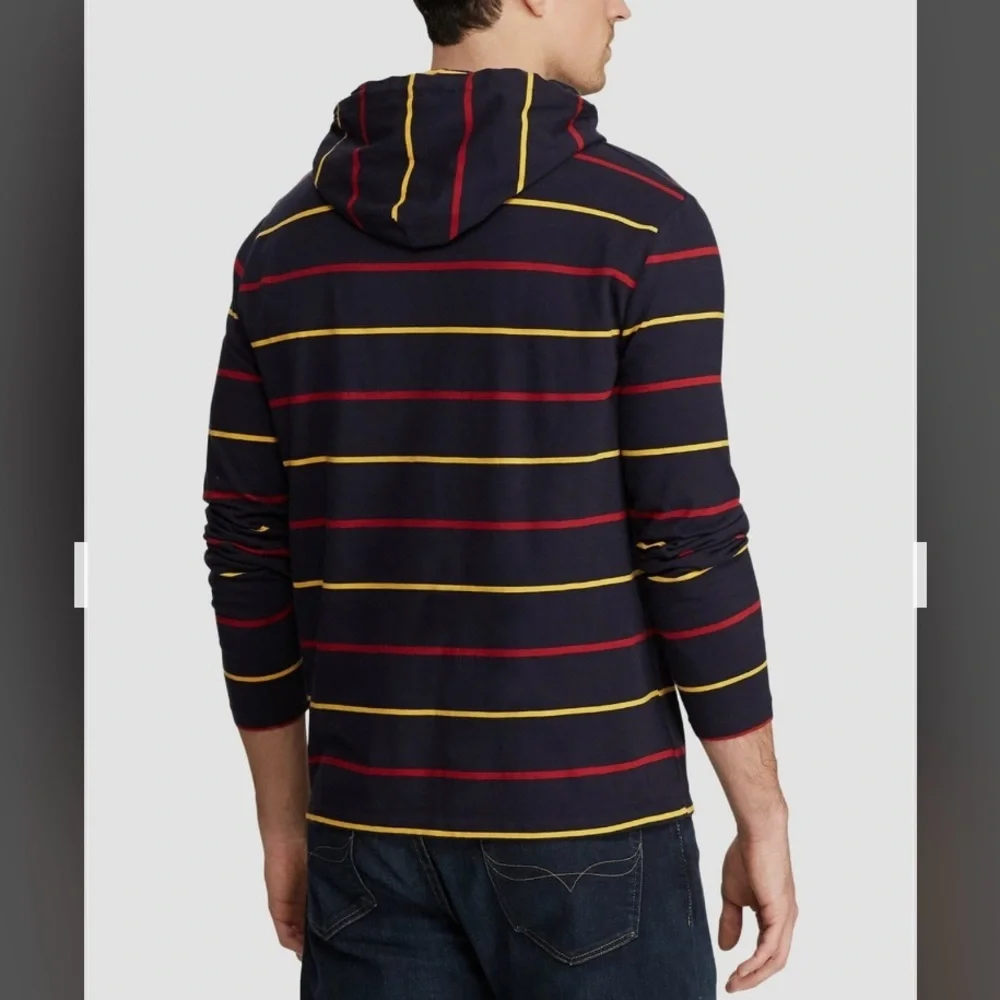 Polo Ralph Lauren Striped Cotton Hooded Long-Sleeve Hoodie in Ink Multi Size M - Picture 2 of 7